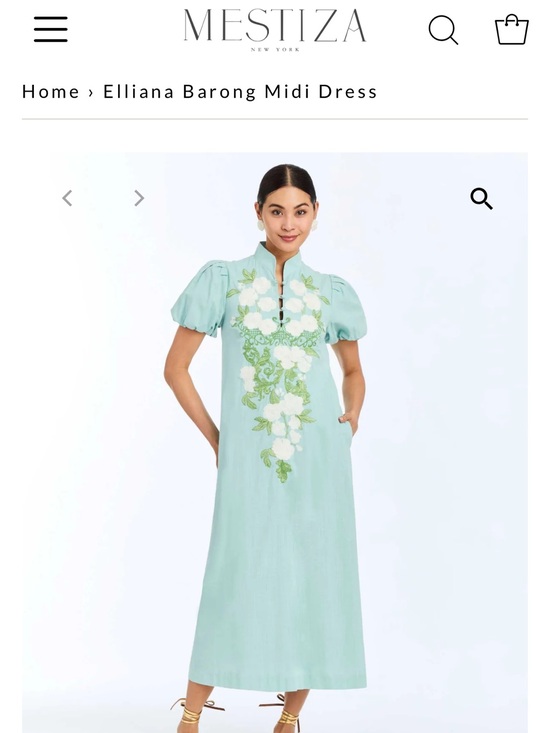 Mestiza New York Dresses & Skirts - Mestiza Elliana Midi Dress in Mint with White Floral Embroidery